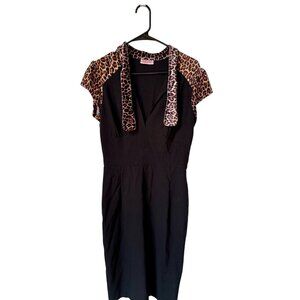 PinUp Couture Black Leopard Wiggle Dress Size S/M Rockabilly Retro